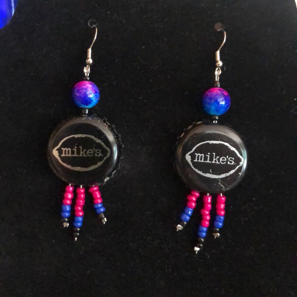 Homemade Mikes Bottle cap earrings